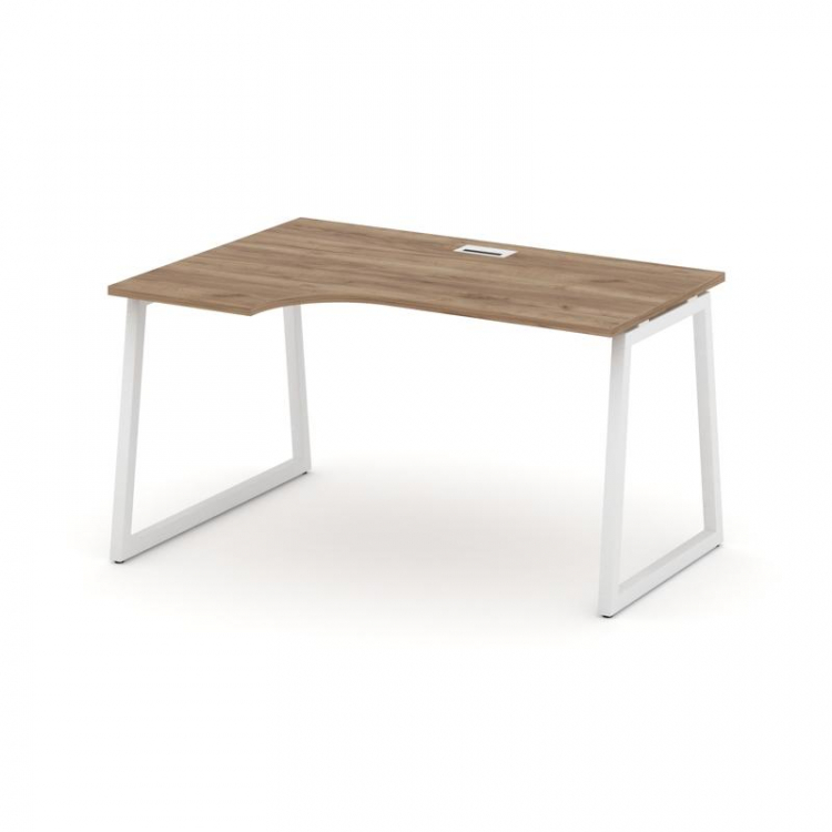 Style Project Стол рабочий эргоном. SN-4T1.SPA-022(L) Дуб Табак/Металл Белый/Заглушка Пластик Белый