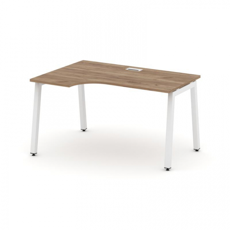 Style Project Стол рабочий эргоном. SN-5A.SPA-021(L) Дуб Табак/Металл Белый 1380*800/980*750
