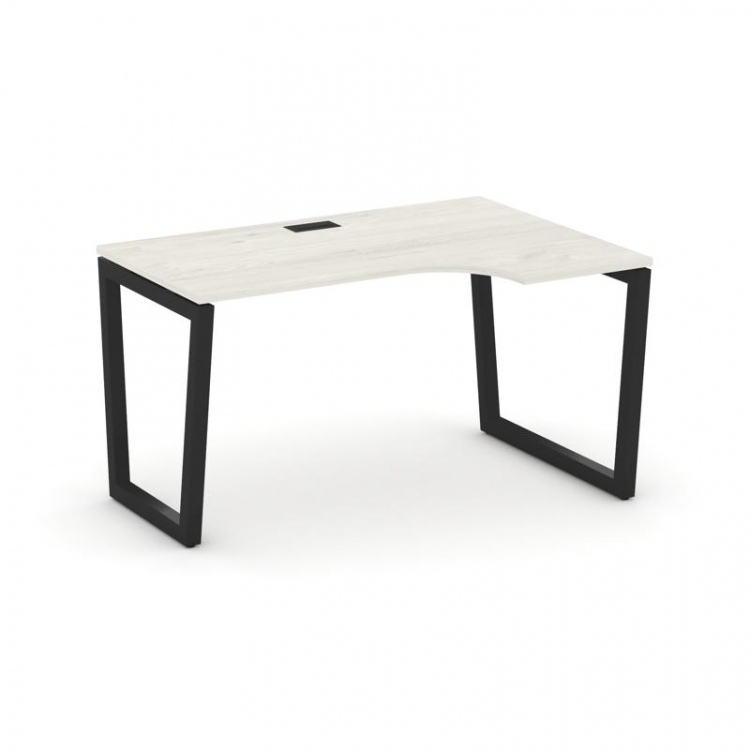 Style Project Стол рабочий эргоном. SN-5T2.SPA-001(R) Дуб Наварра/Металл Черный/Заглушка Пластик Чер