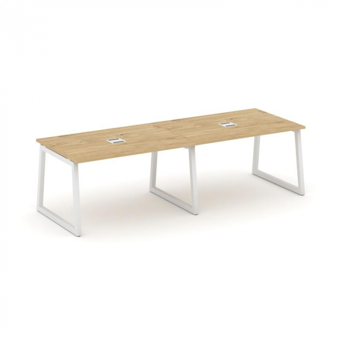 Стайл Проджект Стол переговорный SN-5T1.SPRG-014 Тиквуд Светлый/Металл Белый/Заглушка Металл Белый 3