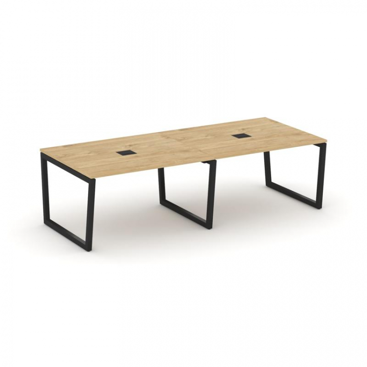 Style Project Стол переговорный SN-5T2.SPRG-044 Тиквуд Светлый/Металл Черный/Заглушка Металл Черный