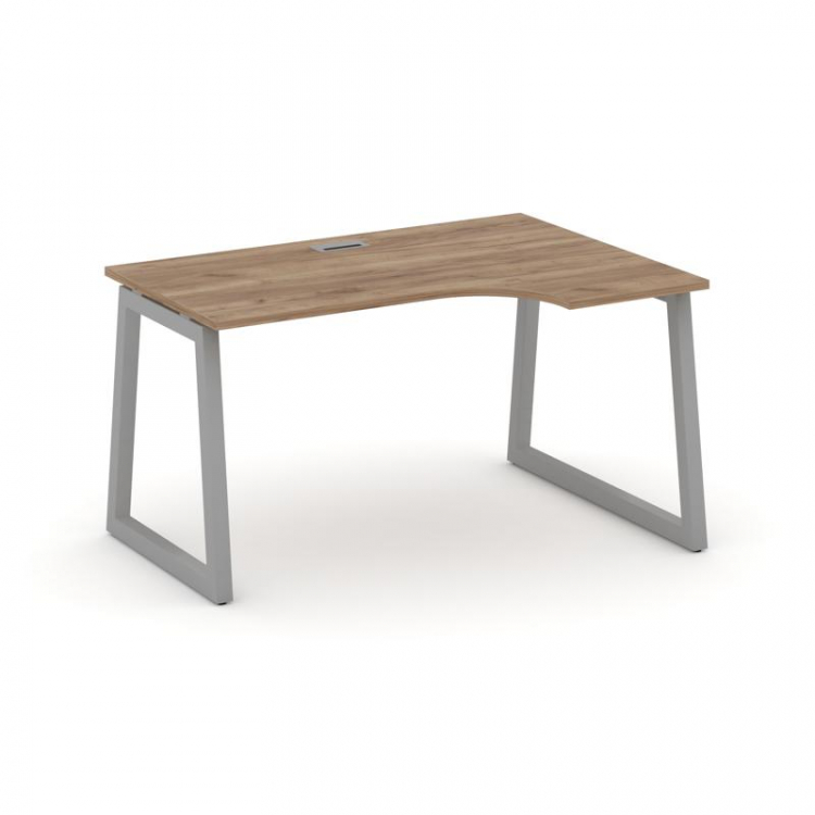 Style Project Стол рабочий эргоном. SN-5T1.SPA-001(R) Дуб Табак/Металл Серый/Заглушка Пластик Серебр