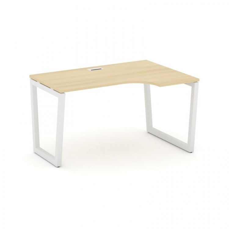 Style Project Стол рабочий эргоном. SN-5T2.SPA-011(R) Акация Лорка/Металл Белый/Заглушка Пластик Бел