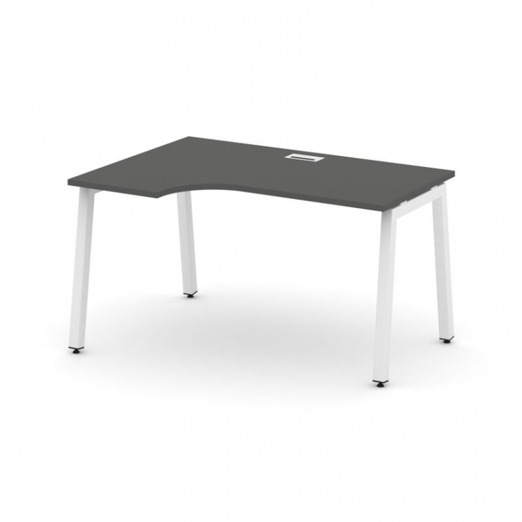 Style Project Стол рабочий эргоном. SN-5A.SPA-001(L) Антрацит/Металл Белый 1380*600/980*750