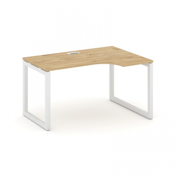 Style Project Стол рабочий эргоном. SN-5O.SPA-021(R) Тиквуд Светлый/Металл Белый 1380*800/980*750
