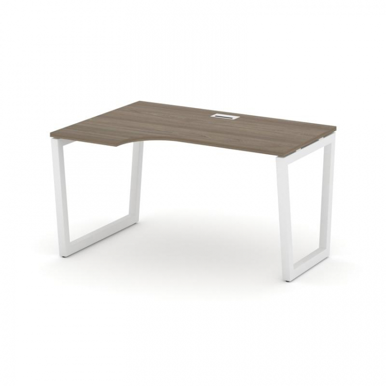 Style Project Стол рабочий эргоном. SN-5T2.SPA-022(L) Вяз Благородный/Металл Белый/Заглушка Пластик