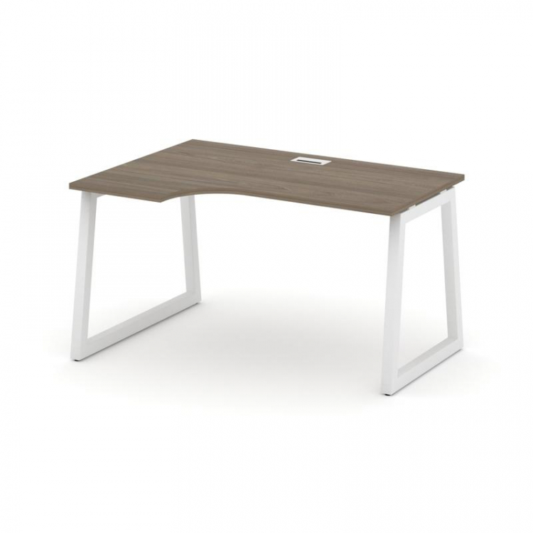 Style Project Стол рабочий эргоном. SN-5T1.SPA-011(L) Вяз Благородный/Металл Белый/Заглушка Пластик