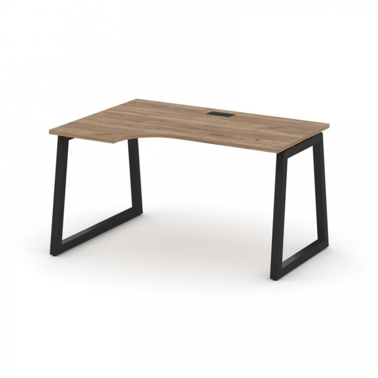 Style Project Стол рабочий эргоном. SN-5T1.SPA-021(L) Дуб Табак/Металл Черный/Заглушка Пластик Черны