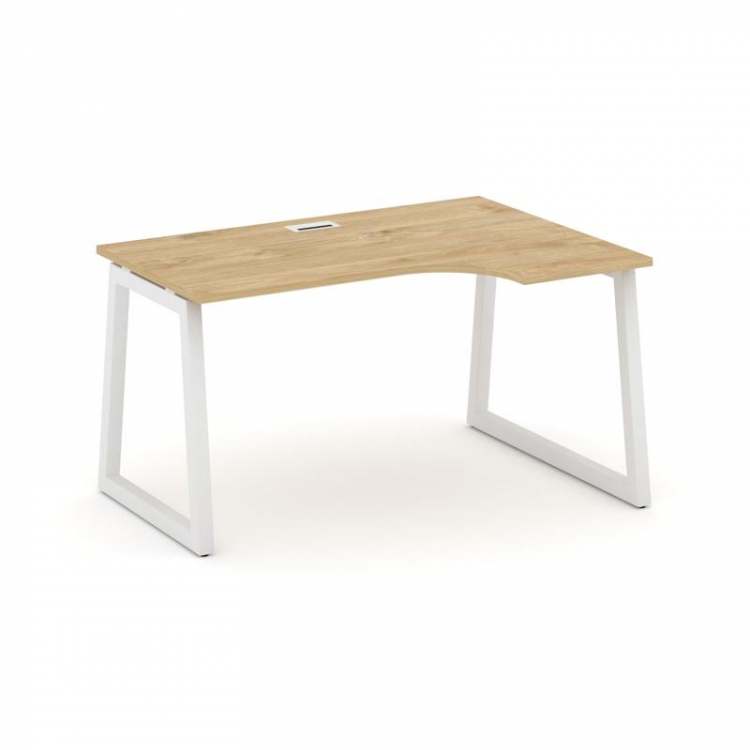 Style Project Стол рабочий эргоном. SN-5T1.SPA-011(R) Тиквуд Светлый/Металл Белый/Заглушка Пластик Б