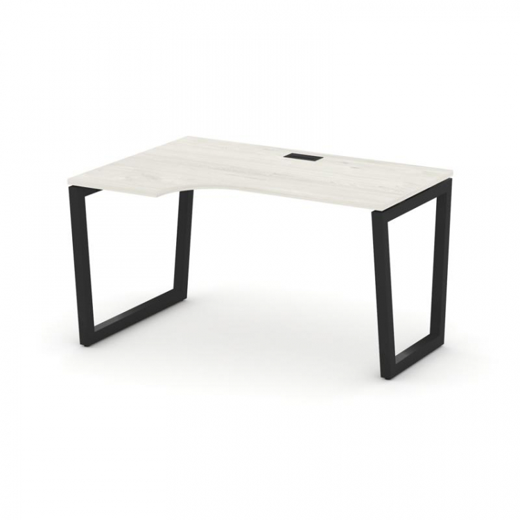 Style Project Стол рабочий эргоном. SN-5T2.SPA-002(L) Дуб Наварра/Металл Черный/Заглушка Пластик Чер