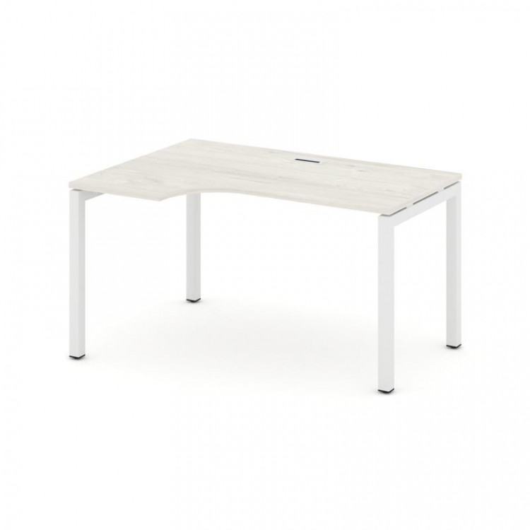 Style Project Стол рабочий эргоном. SN-5P.SPA-001(L) Дуб Наварра/Металл Белый 1380*600/980*750
