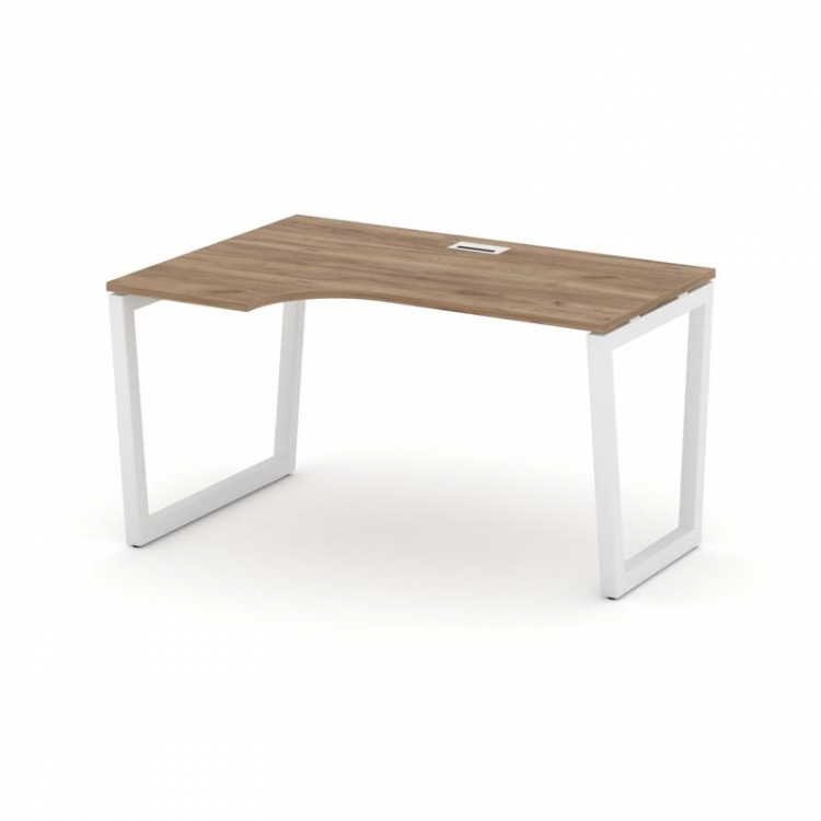 Style Project Стол рабочий эргоном. SN-5T2.SPA-012(L) Дуб Табак/Металл Белый/Заглушка Пластик Белый