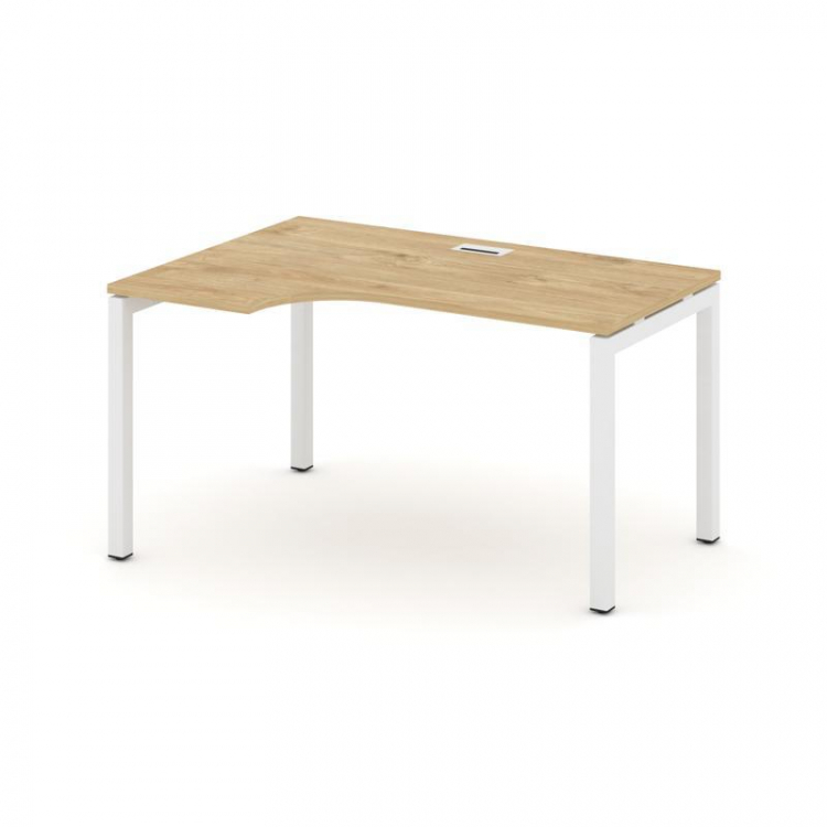 Style Project Стол рабочий эргоном. SN-5P.SPA-002(L) Тиквуд Светлый/Металл Белый 1580*600/980*750