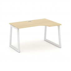 Style Project Стол рабочий эргоном. SN-5T1.SPA-021(R) Акация Лорка/Металл Белый/Заглушка Пластик Бел