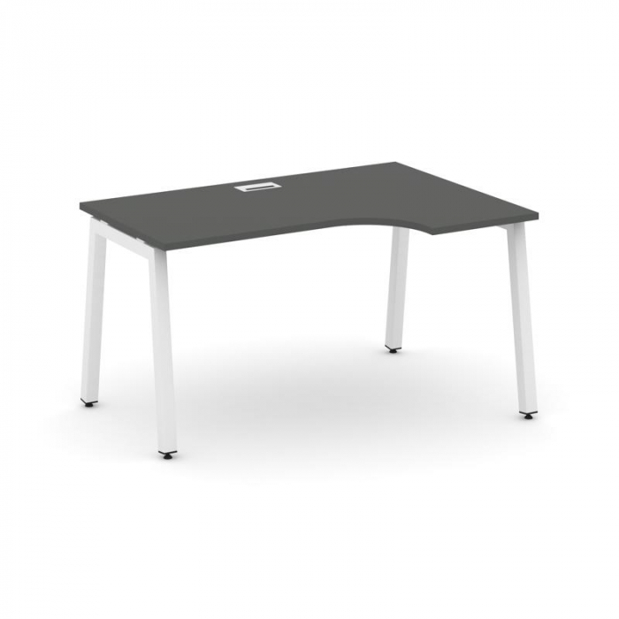 Стайл Проджект Стол рабочий эргоном. SN-5A.SPA-012(R) Антрацит/Металл Белый 1580*700/980*750