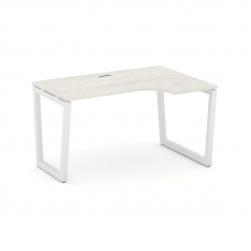 Style Project Стол рабочий эргоном. SN-5T2.SPA-012(R) Дуб Наварра/Металл Белый/Заглушка Пластик Белы