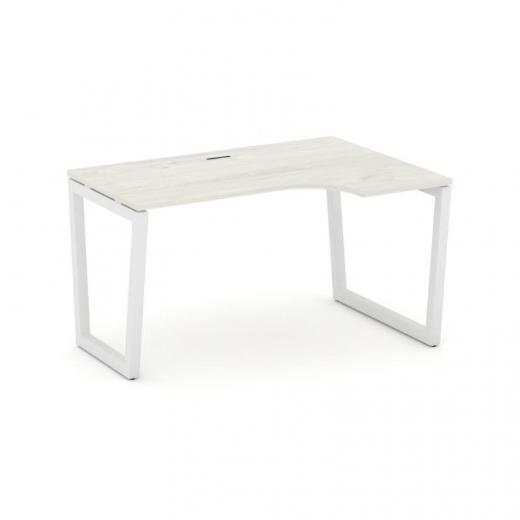 Style Project Стол рабочий эргоном. SN-5T2.SPA-012(R) Дуб Наварра/Металл Белый/Заглушка Пластик Белы