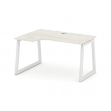 Style Project Стол рабочий эргоном. SN-5T1.SPA-001(L) Дуб Наварра/Металл Белый/Заглушка Пластик Белы