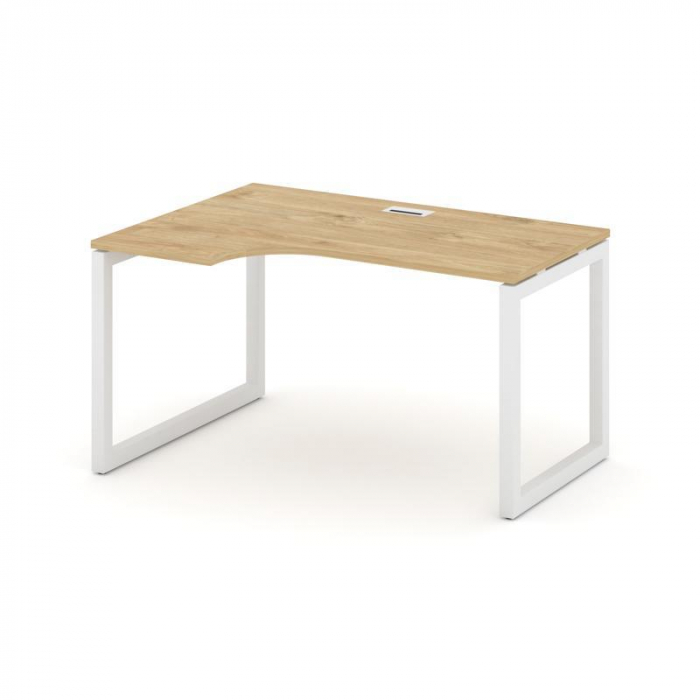 Style Project Стол рабочий эргоном. SN-5O.SPA-012(L) Тиквуд Светлый/Металл Белый 1580*700/980*750