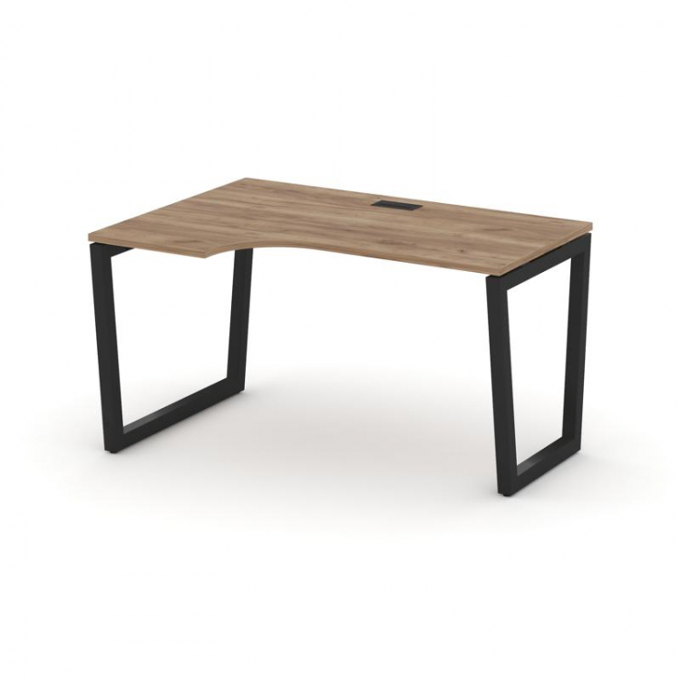 Style Project Стол рабочий эргоном. SN-5T2.SPA-022(L) Дуб Табак/Металл Черный/Заглушка Пластик Черны