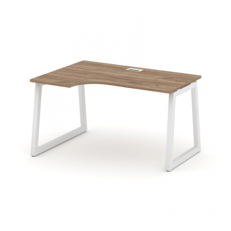 Style Project Стол рабочий эргоном. SN-5T1.SPA-001(L) Дуб Табак/Металл Белый/Заглушка Пластик Белый
