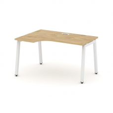Style Project Стол рабочий эргоном. SN-5A.SPA-002(L) Тиквуд Светлый/Металл Белый 1580*600/980*750