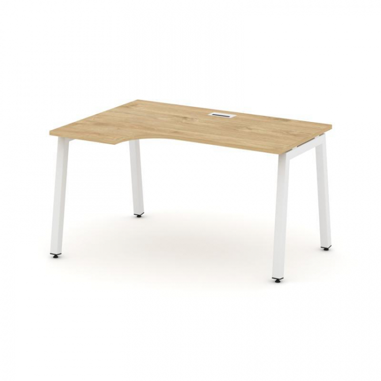 Style Project Стол рабочий эргоном. SN-5A.SPA-002(L) Тиквуд Светлый/Металл Белый 1580*600/980*750