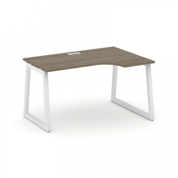 Style Project Стол рабочий эргоном. SN-5T1.SPA-011(R) Вяз Благородный/Металл Белый/Заглушка Пластик