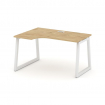 Style Project Стол рабочий эргоном. SN-5T1.SPA-021(L) Тиквуд Светлый/Металл Белый/Заглушка Пластик Б