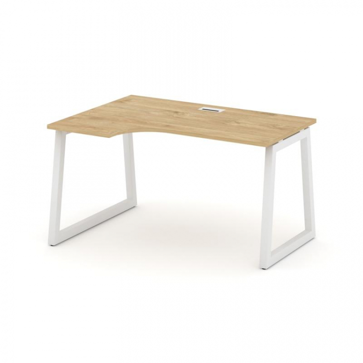 Style Project Стол рабочий эргоном. SN-5T1.SPA-021(L) Тиквуд Светлый/Металл Белый/Заглушка Пластик Б