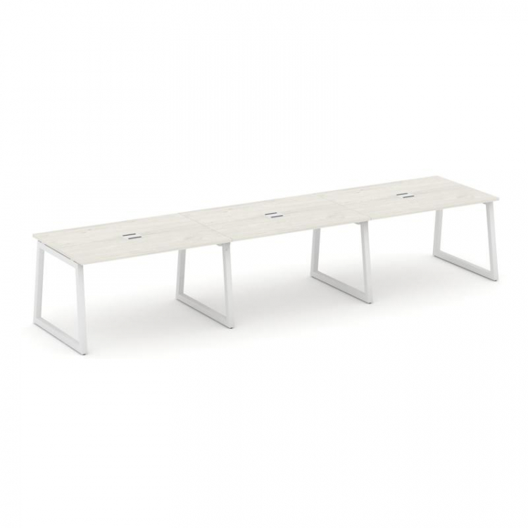 Style Project Стол переговорный SN-5T1.SPRG-022 Дуб Наварра/Металл Белый/Заглушка Металл Белый 3540*