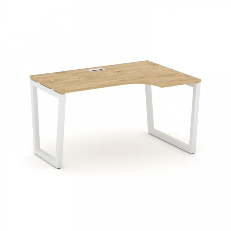 Style Project Стол рабочий эргоном. SN-5T2.SPA-001(R) Тиквуд Светлый/Металл Белый/Заглушка Пластик Б