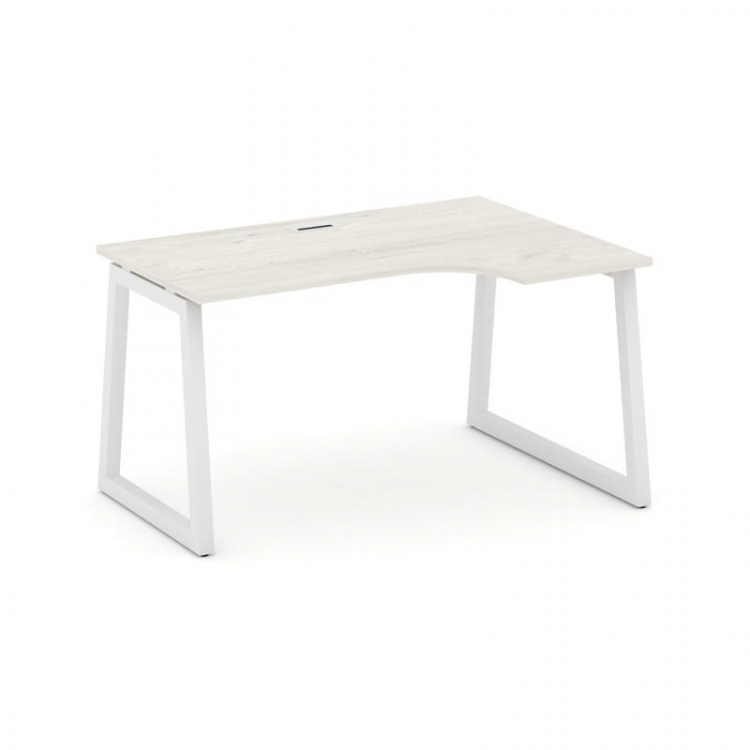 Style Project Стол рабочий эргоном. SN-5T1.SPA-001(R) Дуб Наварра/Металл Белый/Заглушка Пластик Белы