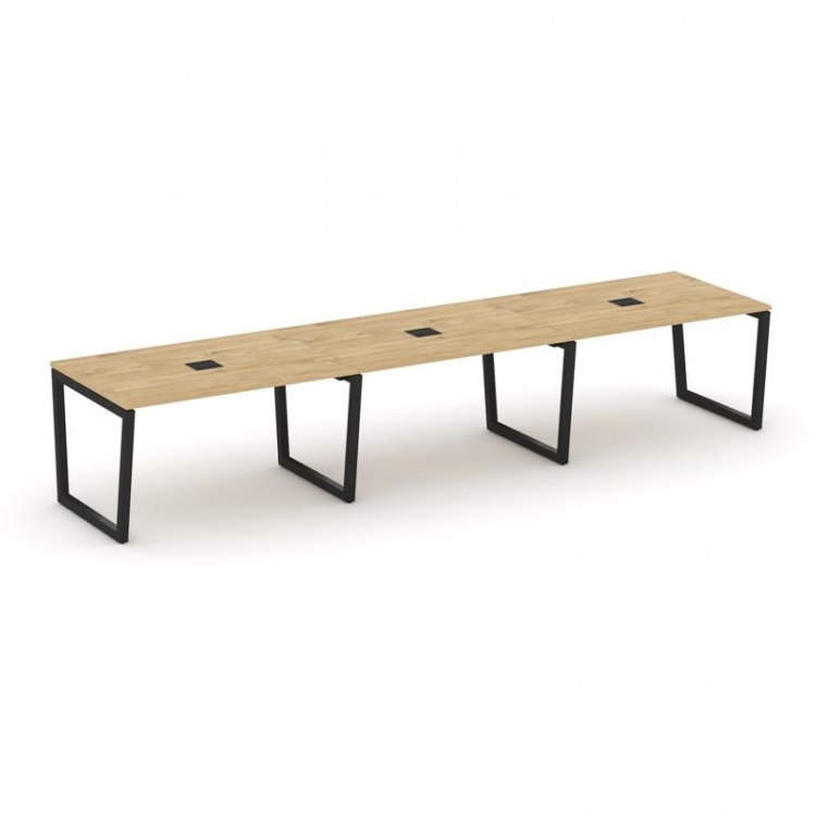 Style Project Стол переговорный SN-5T2.SPRG-023 Тиквуд Светлый/Металл Черный/Заглушка Металл Черный