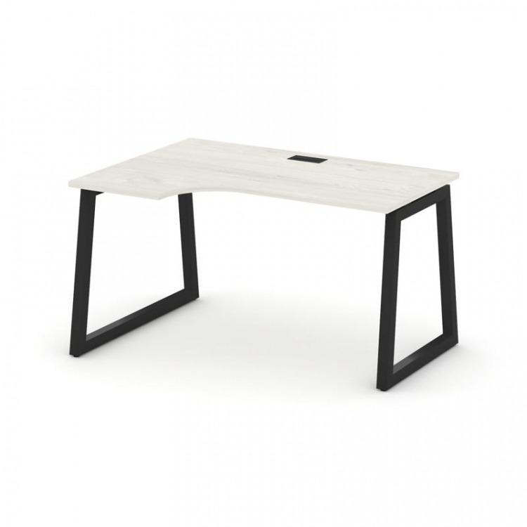 Style Project Стол рабочий эргоном. SN-5T1.SPA-011(L) Дуб Наварра/Металл Черный/Заглушка Пластик Чер