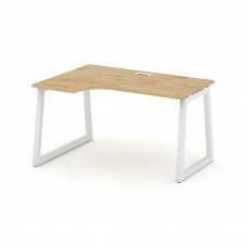 Style Project Стол рабочий эргоном. SN-5T1.SPA-011(L) Тиквуд Светлый/Металл Белый/Заглушка Пластик Б