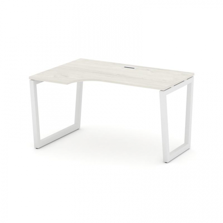 Style Project Стол рабочий эргоном. SN-5T2.SPA-002(L) Дуб Наварра/Металл Белый/Заглушка Пластик Белы