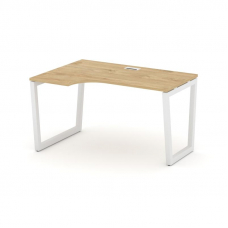 Style Project Стол рабочий эргоном. SN-5T2.SPA-021(L) Тиквуд Светлый/Металл Белый/Заглушка Пластик Б