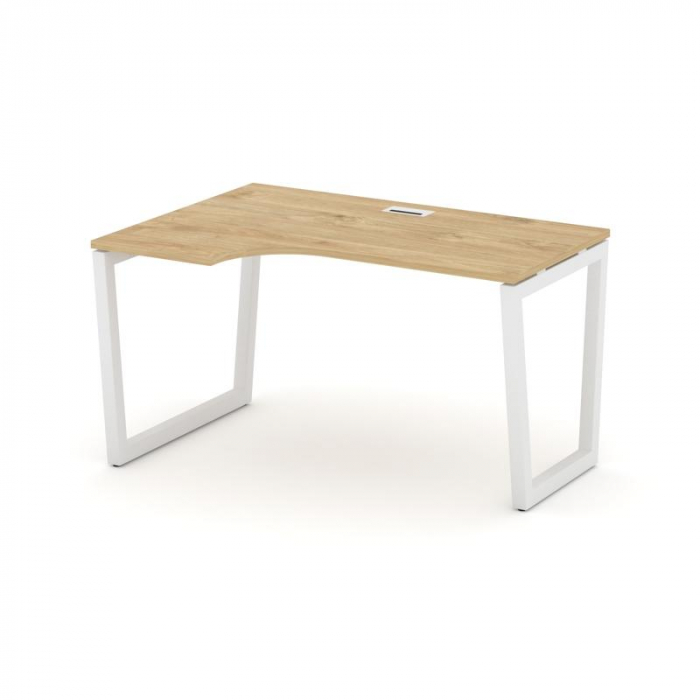 Стайл Проджект Стол рабочий эргоном. SN-5T2.SPA-021(L) Тиквуд Светлый/Металл Белый/Заглушка Пластик