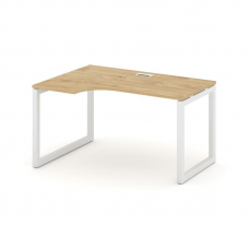 Style Project Стол рабочий эргоном. SN-5O.SPA-001(L) Тиквуд Светлый/Металл Белый 1380*600/980*750