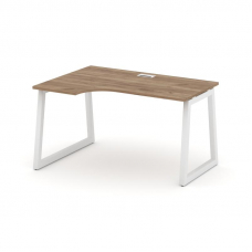 Style Project Стол рабочий эргоном. SN-5T1.SPA-011(L) Дуб Табак/Металл Белый/Заглушка Пластик Белый