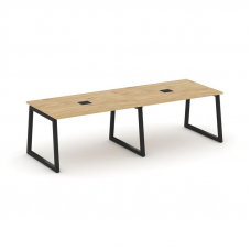 Style Project Стол переговорный SN-5T1.SPRG-013 Тиквуд Светлый/Металл Черный/Заглушка Металл Черный