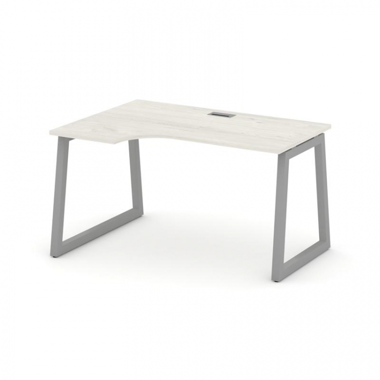 Style Project Стол рабочий эргоном. SN-5T1.SPA-011(L) Дуб Наварра/Металл Серый/Заглушка Пластик Сере