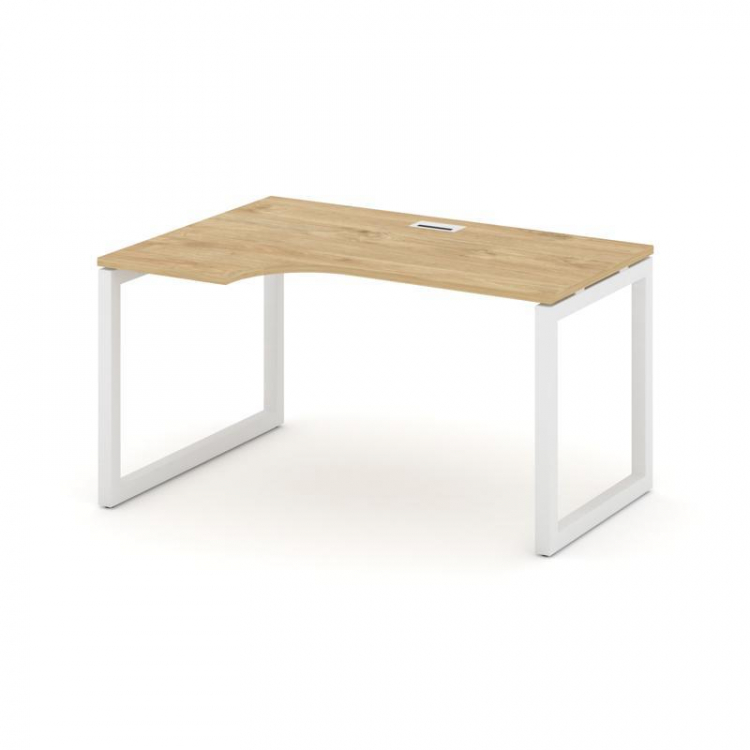 Style Project Стол рабочий эргоном. SN-5O.SPA-011(L) Тиквуд Светлый/Металл Белый 1380*700/980*750