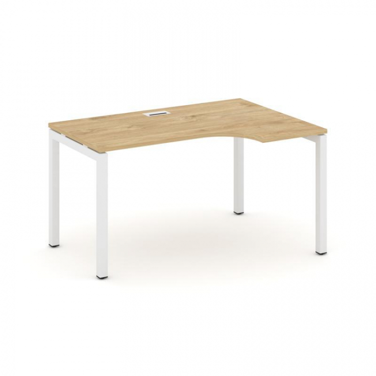 Style Project Стол рабочий эргоном. SN-5P.SPA-002(R) Тиквуд Светлый/Металл Белый 1580*600/980*750