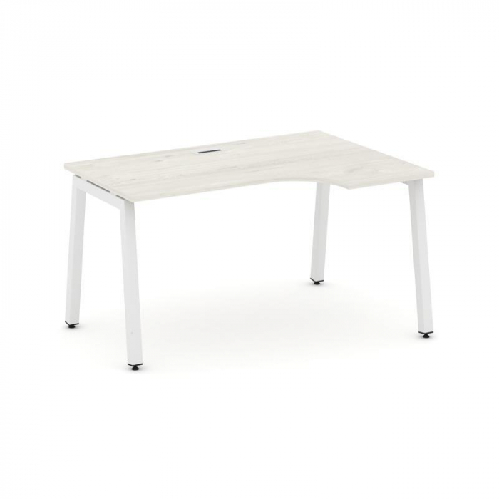 Style Project Стол рабочий эргоном. SN-5A.SPA-001(R) Дуб Наварра/Металл Белый 1380*600/980*750