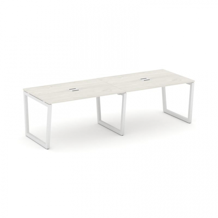 Style Project Стол переговорный SN-5T2.SPRG-012 Дуб Наварра/Металл Белый/Заглушка Металл Белый 2360*