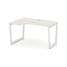 Style Project Стол рабочий эргоном. SN-5T2.SPA-012(L) Дуб Наварра/Металл Белый/Заглушка Пластик Белы
