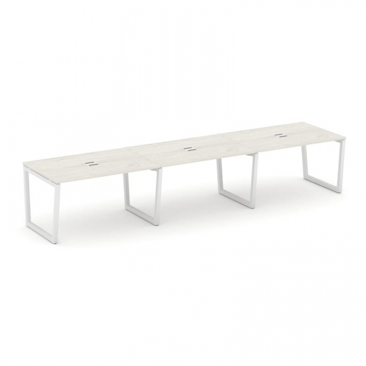 Style Project Стол переговорный SN-5T2.SPRG-024 Дуб Наварра/Металл Белый/Заглушка Металл Белый 4740*