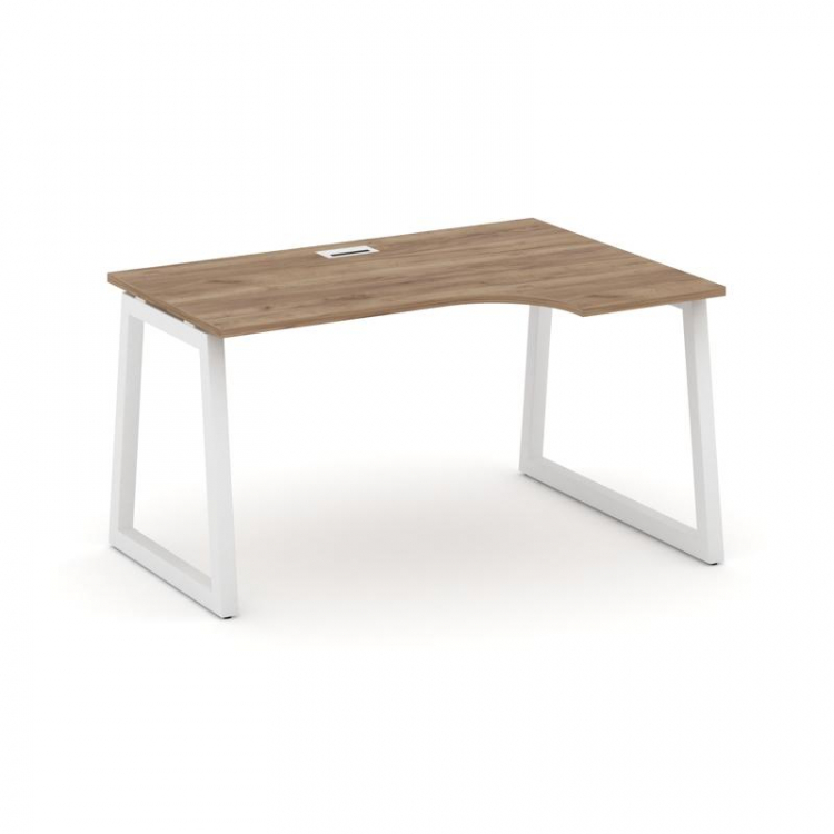 Style Project Стол рабочий эргоном. SN-5T1.SPA-001(R) Дуб Табак/Металл Белый/Заглушка Пластик Белый
